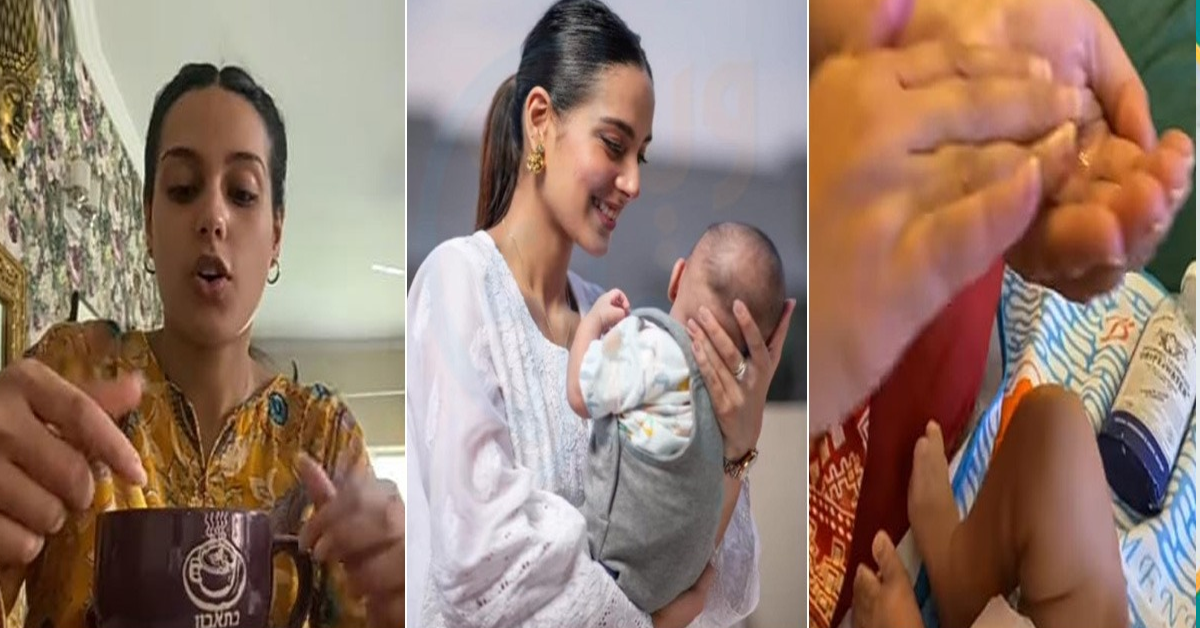 اپنے بیٹے کی مالش بھی کرتی ہیں۔۔ سیکھیے اقراء عزیز سے بچوں کی کئیر کی چند آسان ٹپس